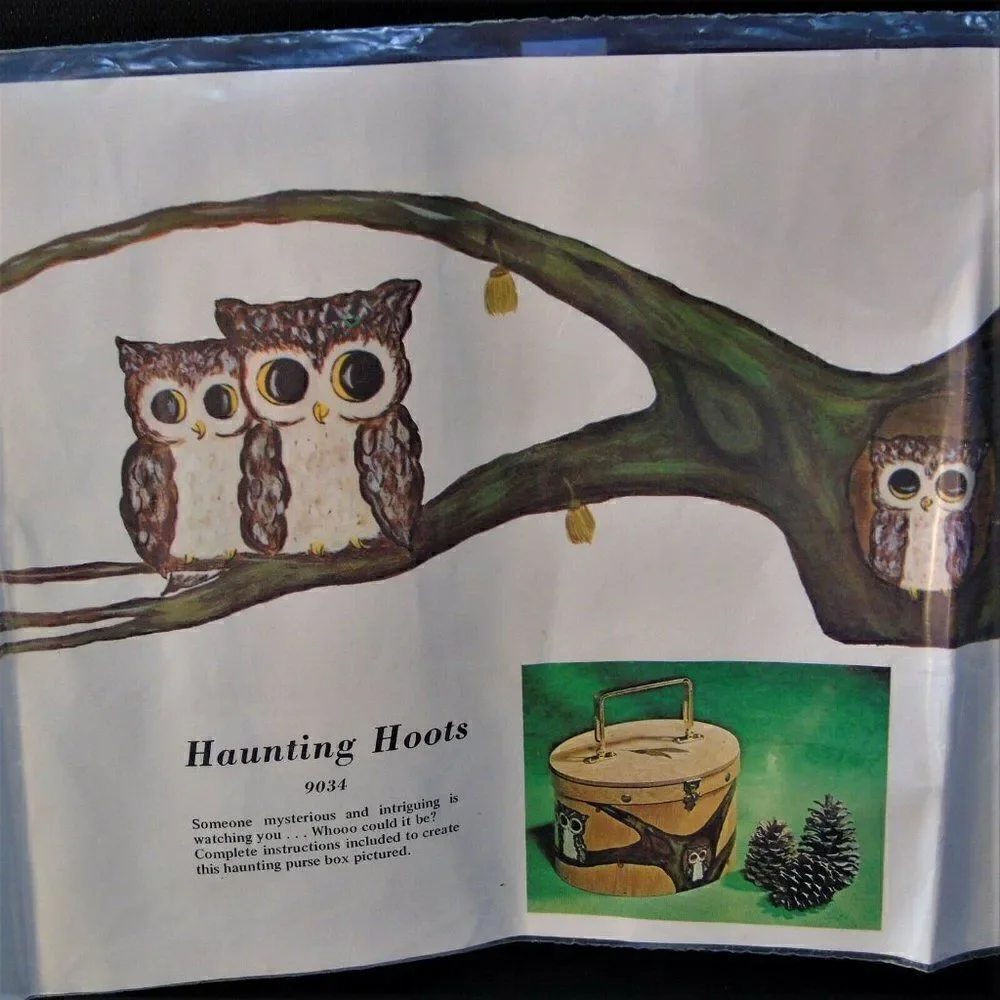 Haunting Hoots Owl Decoupage Vintage 1971